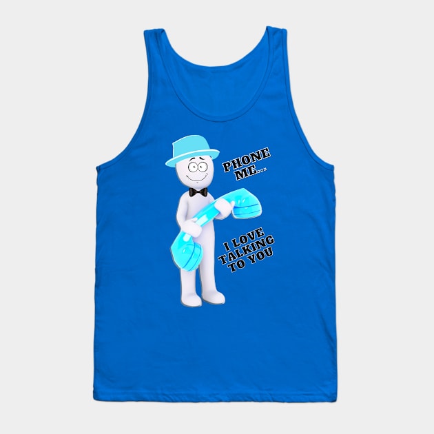 Phone me... I love talking to you - turquoise hat & phone Tank Top by Blue Butterfly Designs 